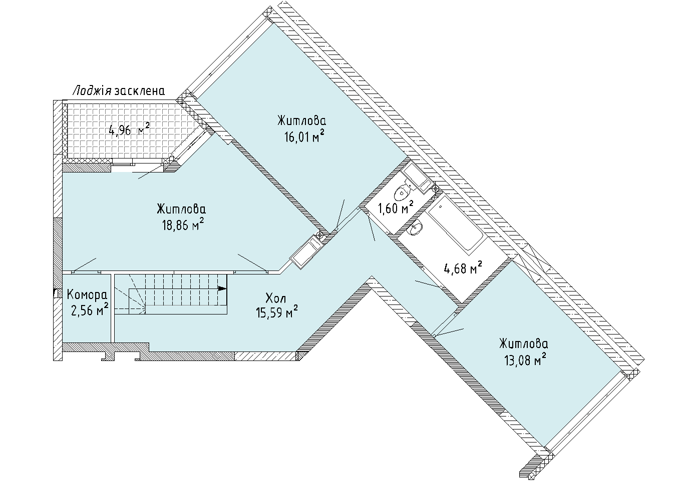 2D планування П`ятикімнатна квартира 157,31 кв.м. будинок №7, секція №2, 25-26 поверх в Житловому Комлексі Святобор